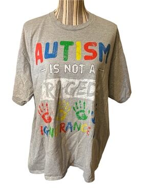 Autism Awareness Tee 2XL Gray Port and Company Short Sleeve Multicolor Print